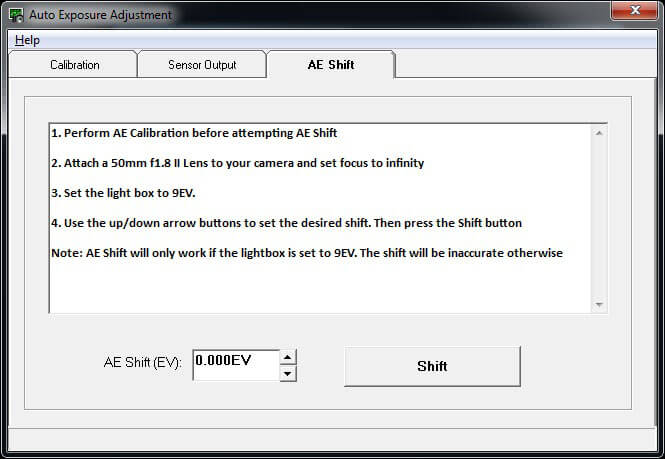 Manual AE Shift Screen