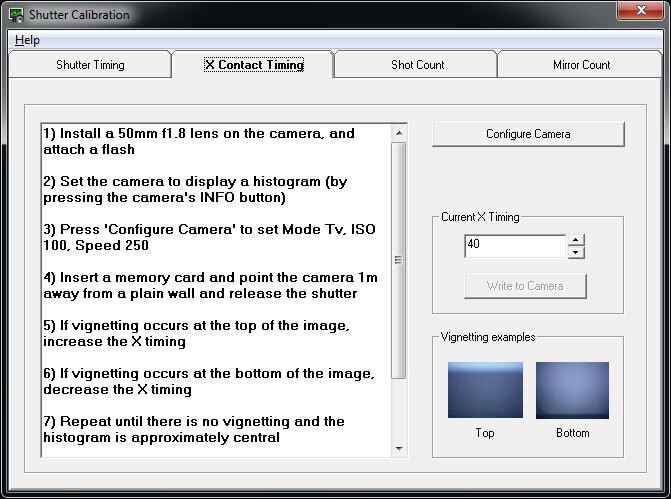 X Contact Timing Screen
