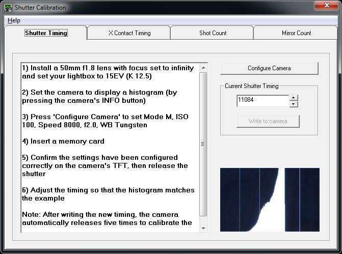 Shutter Timing Screen