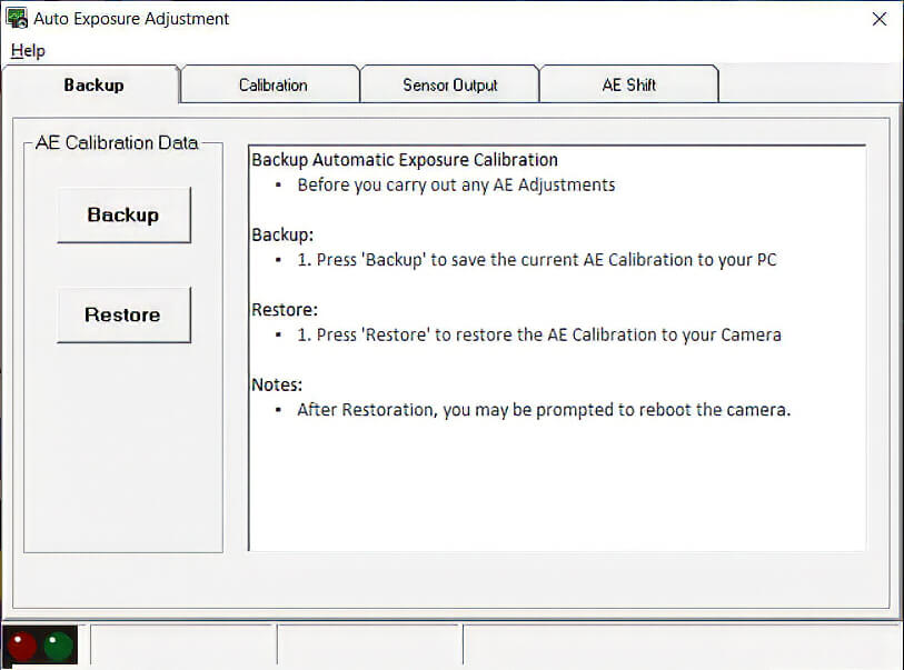 AE Data Backup Screen