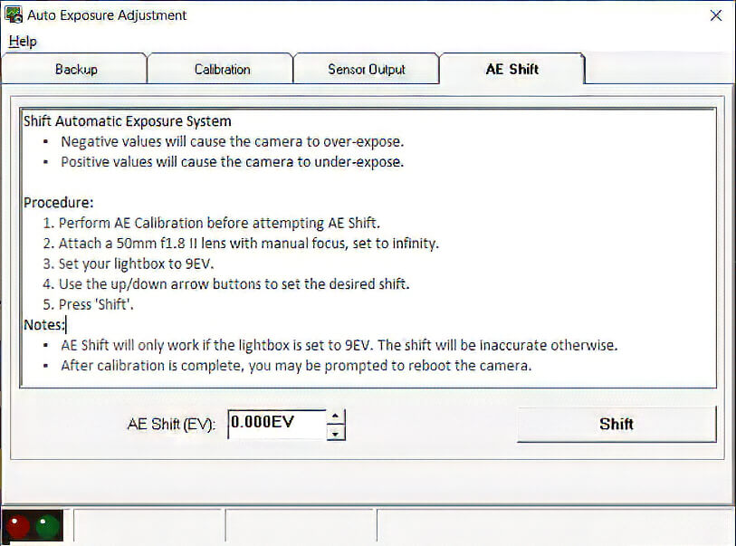 Manual AE Shift Screen